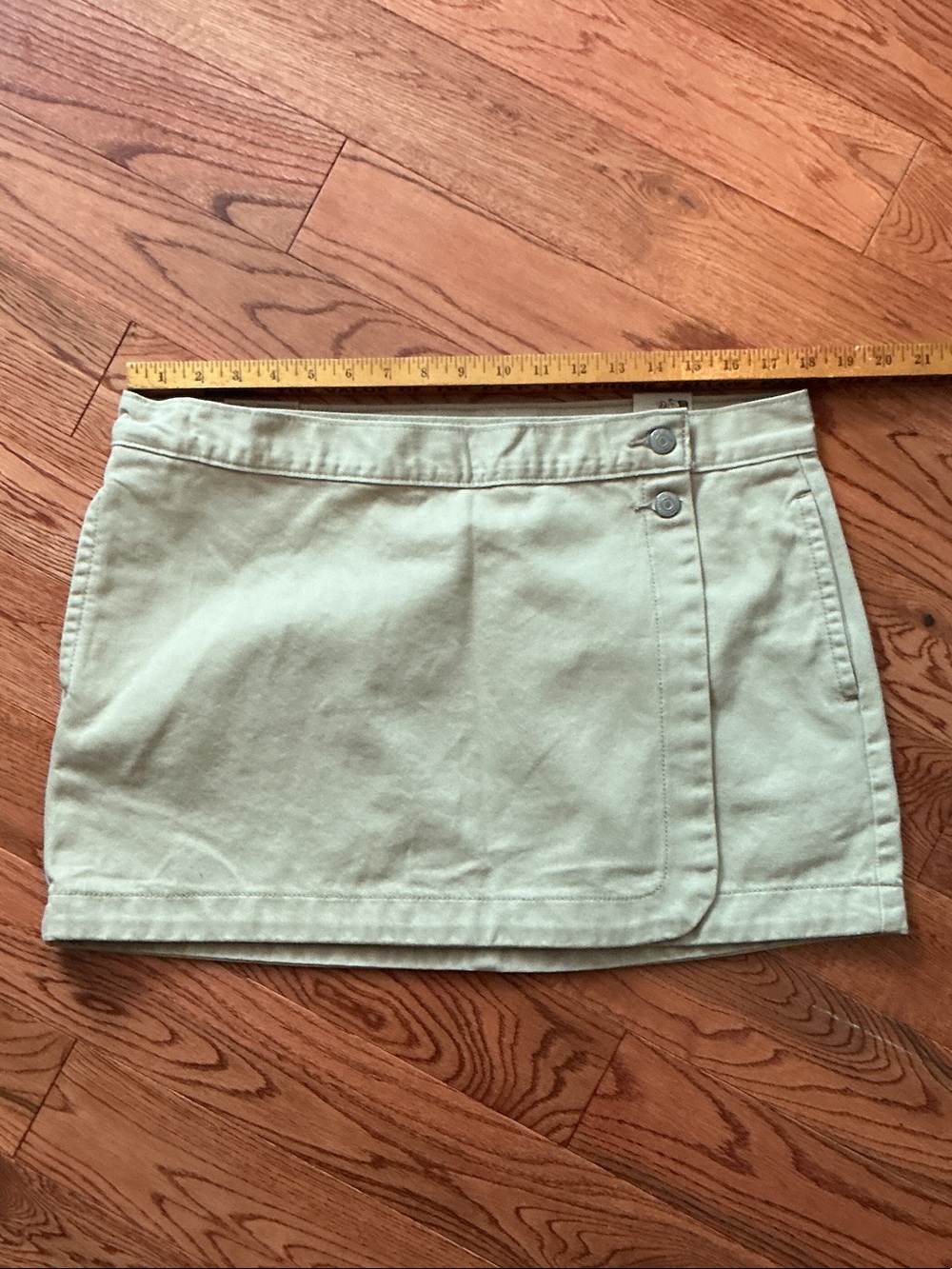 Levi's Tan Denim Mini Wrap Skirt with Front Button Detail